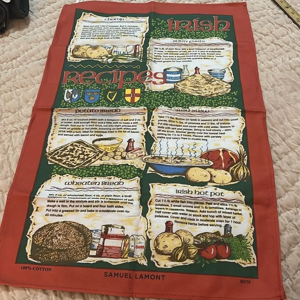 a Samuel Lamont Irish Recipes tea towel. Irish Recipes Tea Towel